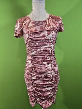 Mini Bodycon Dress L Pink/beige Size Sma New